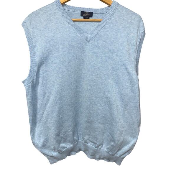 Brooks Brothers 346 Men’s Sleeveless Vest Supima Cotton Blue Large casual preppy - Picture 1 of 8